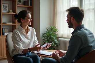 Femme en écoute active lors d'une séance de conseil