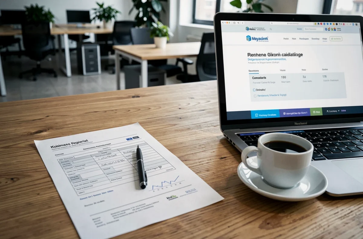 Documents administratifs pour la domiciliation d'une entreprise posés sur un bureau de coworking à Nîmes