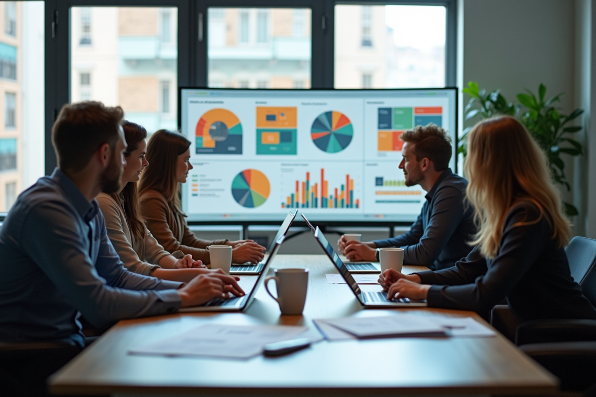 équipe marketing moderne en réunion pour stratégies 2025