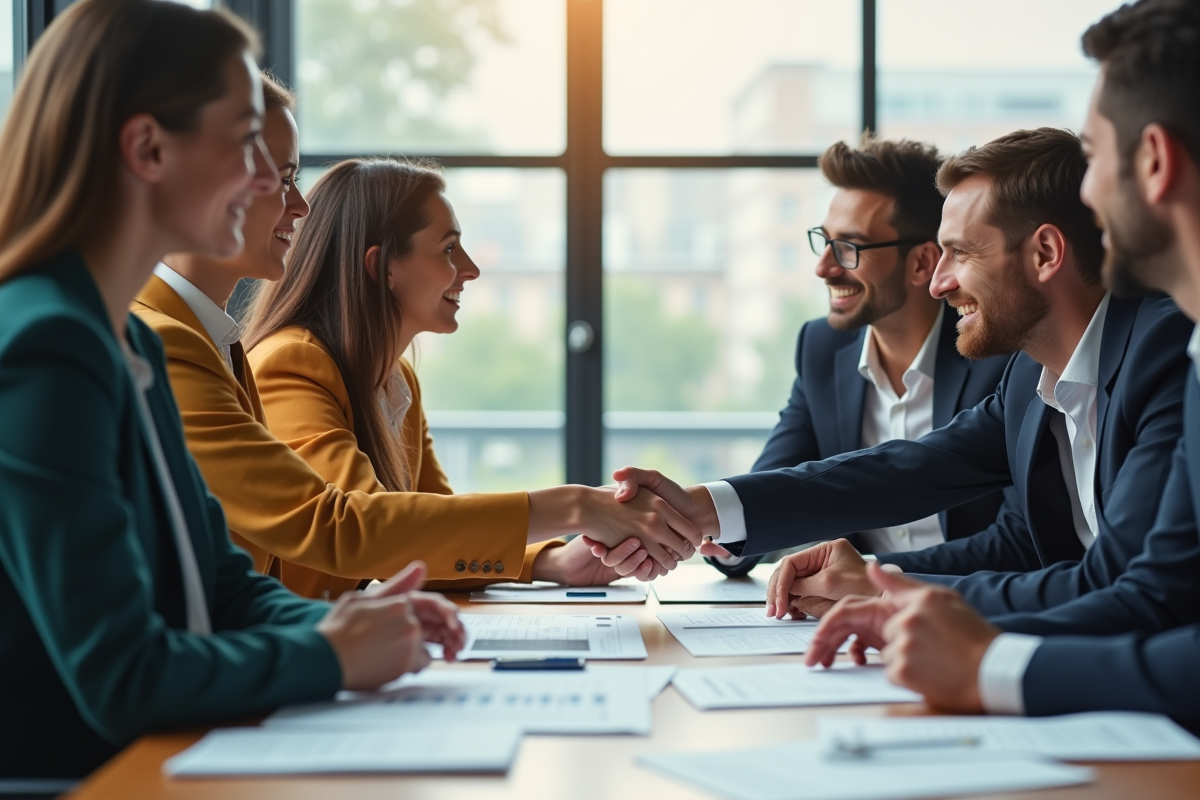 Équipe diverse en réunion de travail confiance collaboration
