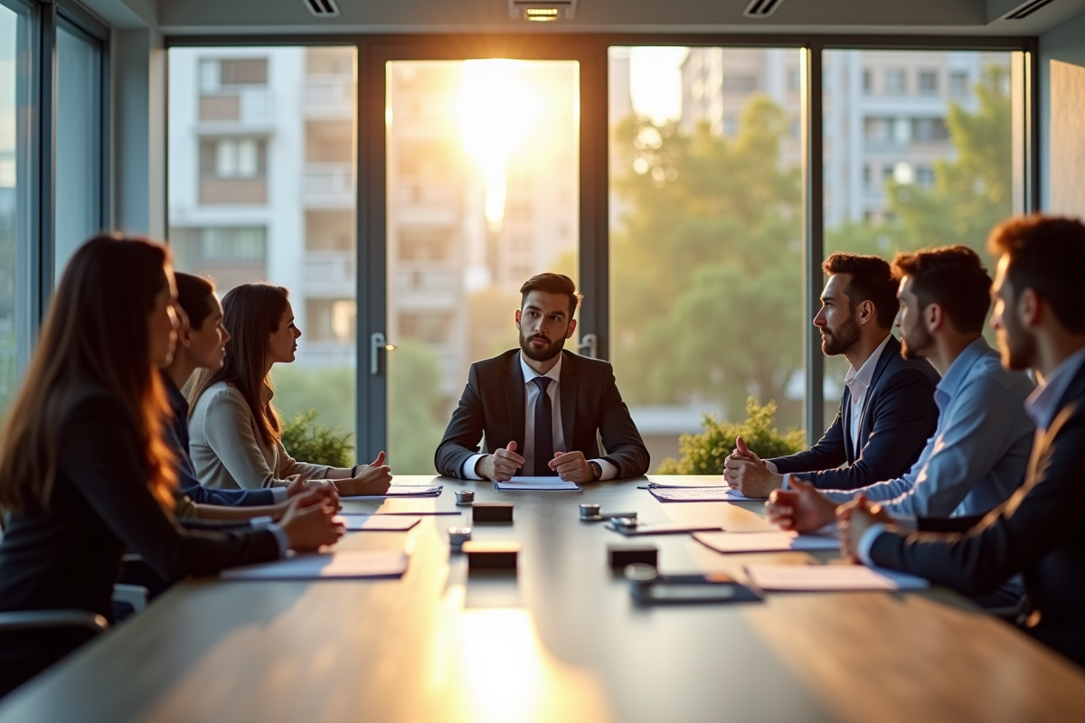 Groupe de professionnels en réunion d'affaires