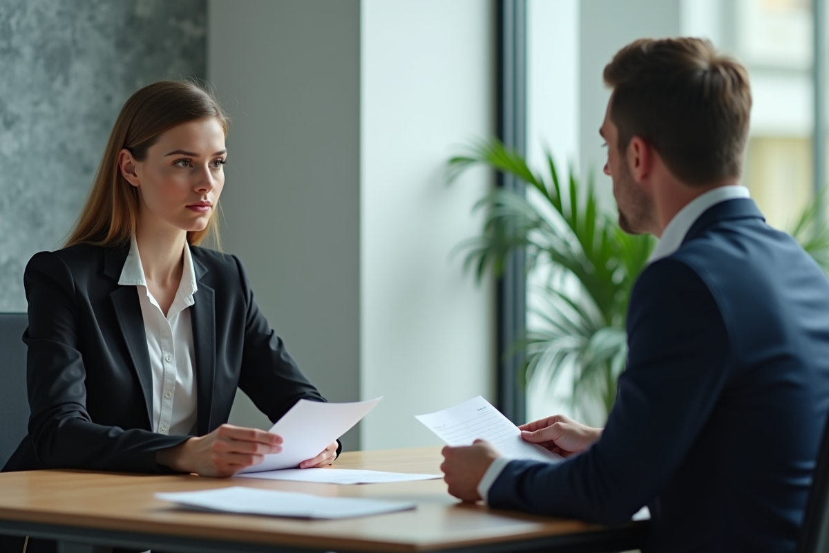 Femme d'affaires recevant une lettre dans un bureau moderne
