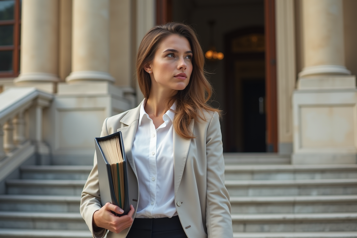 Jeune femme française devant l