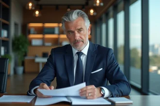 Homme d'affaires en costume dans un bureau moderne