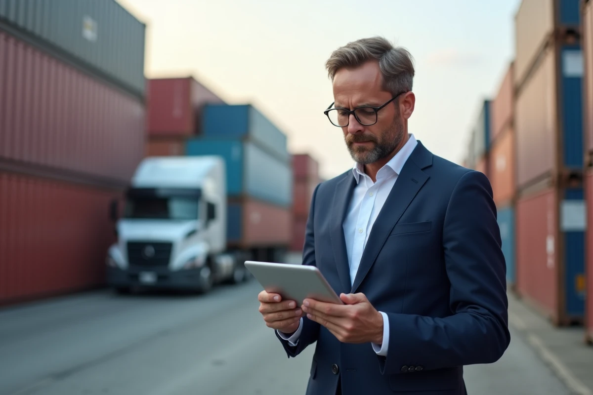 Spécialiste en douane inspectant un manifeste de cargaison