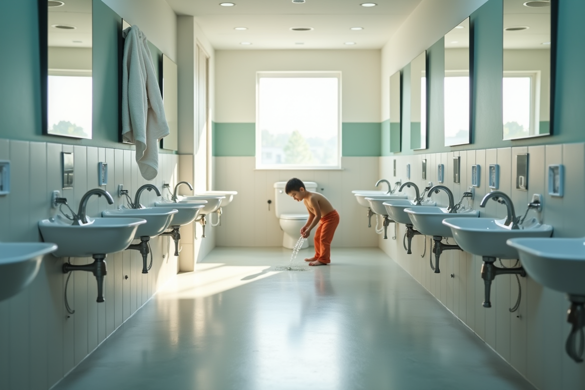 Lavabo moderne dans une salle de bain propre et lumineuse