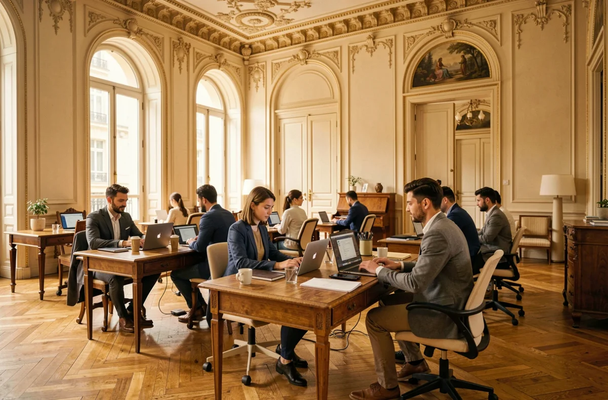 Le Palace Nantes, espace de coworking dans un bâtiment haussmannien rénové avec des bureaux modernes et une architecture élégante